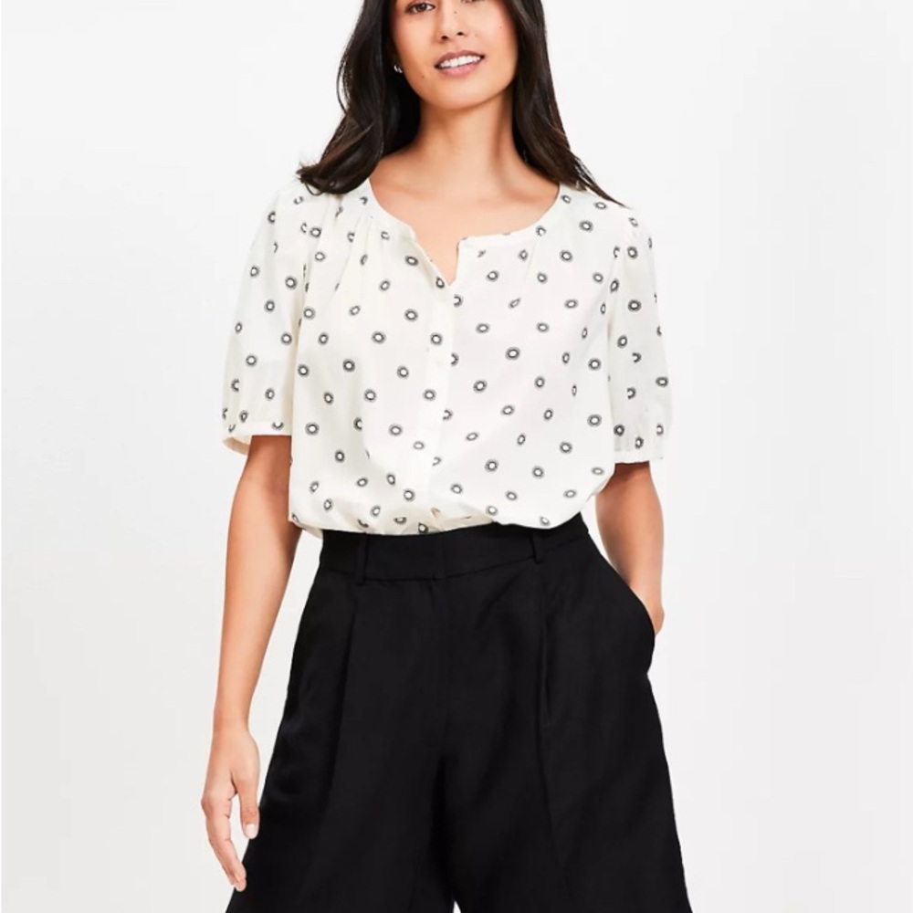 Loft dotted bubble sleeve Top - Size S - Picture 2 of 4